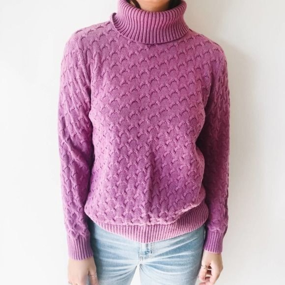 vintage Sweaters - Vintage Purple Turtleneck Sweater XL